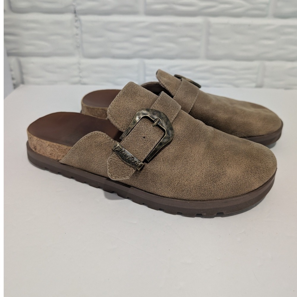 Blowfish Malibu Sienna Clogs Brown Buckle Mules Shoes Womens 9M Western Boho